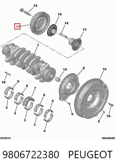 Polea de cigüeñal 9806722380 Peugeot/Citroen