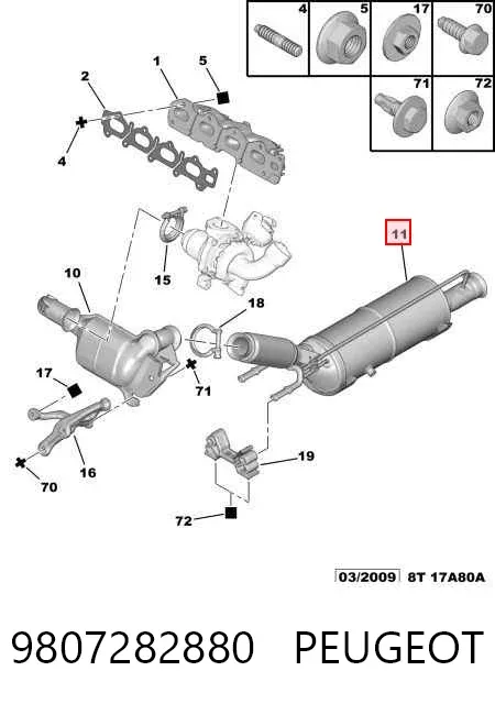 Filtro de partículas 9807282880 Peugeot/Citroen