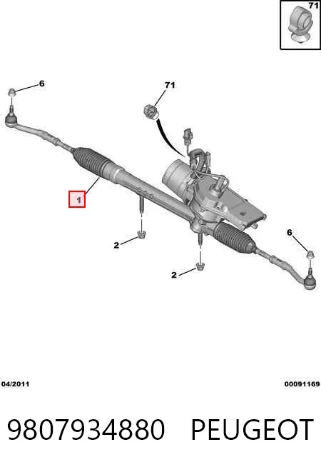 Cremallera de dirección 9807934880 Peugeot/Citroen