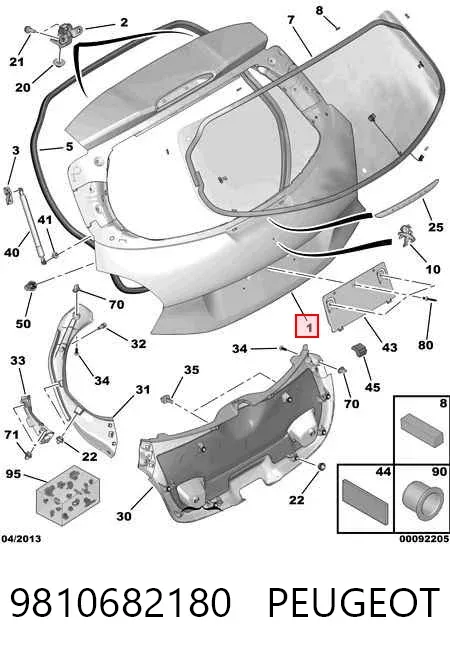 Puerta trasera 9810682180 Peugeot/Citroen