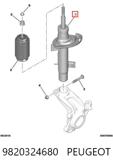 Amortiguador delantero derecho 9820324680 Peugeot/Citroen
