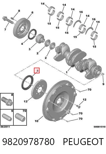 Retén de cigüeñal 9820978780 Peugeot/Citroen