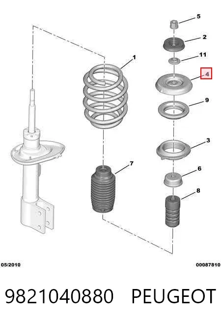 Soporte del amortiguador delantero 9821040880 Peugeot/Citroen