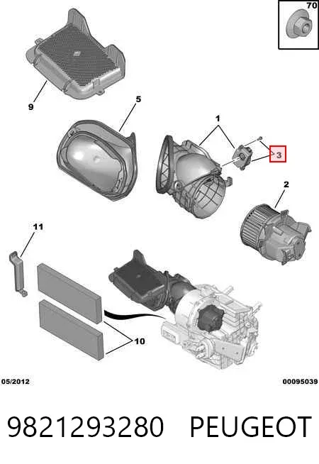Motor de recirculación de aire 9821293280 Peugeot/Citroen