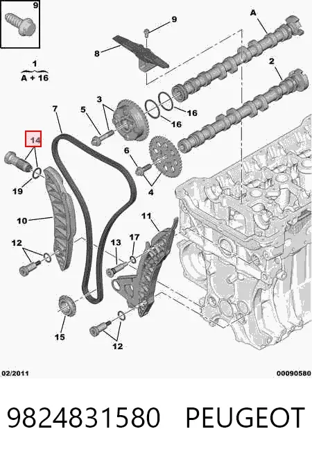 Tensor de cadena de distribución 9824831580 Peugeot/Citroen