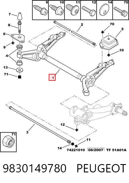 Puente trasero 9830149780 Peugeot/Citroen
