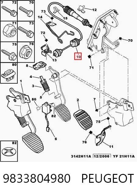 Cable de embrague 9833804980 Peugeot/Citroen
