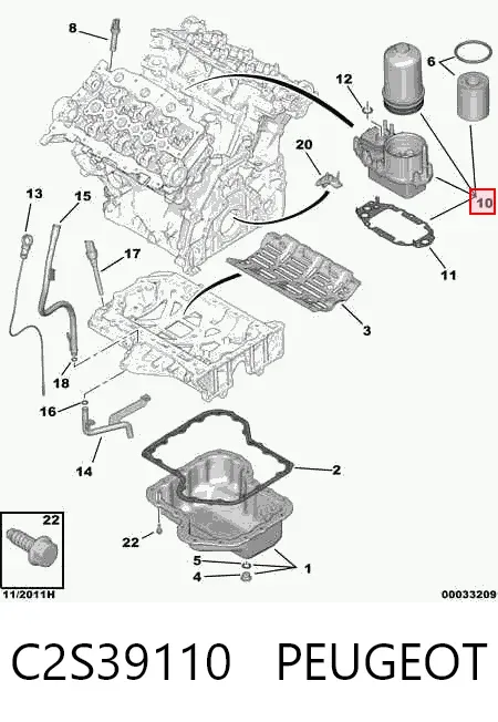Portafiltro de aceite C2S39110 Peugeot/Citroen