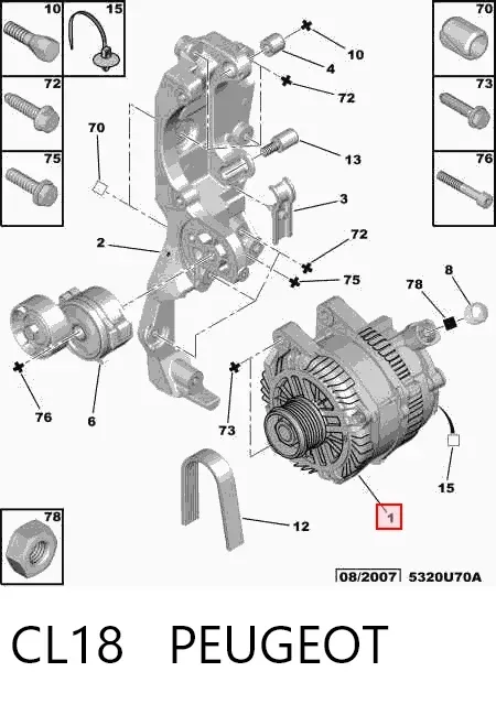 Alternador CL18 Peugeot/Citroen