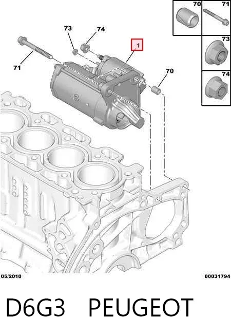 Motor de arranque D6G3 Peugeot/Citroen
