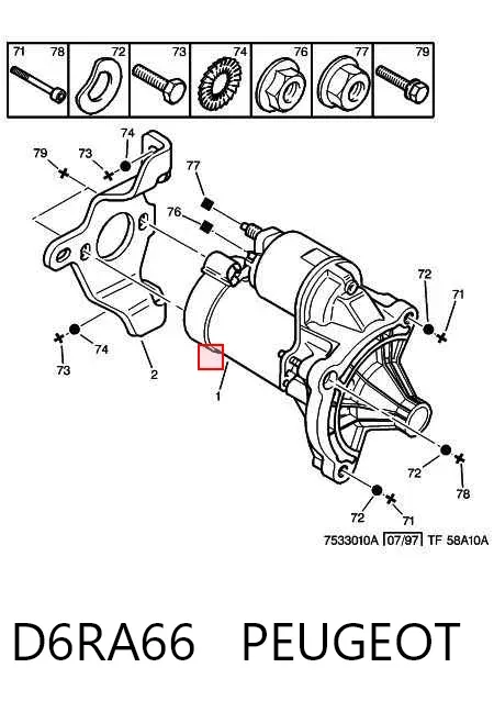 Motor de arranque D6RA66 Peugeot/Citroen