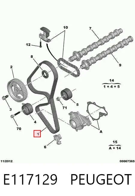 Correa distribución E117129 Peugeot/Citroen