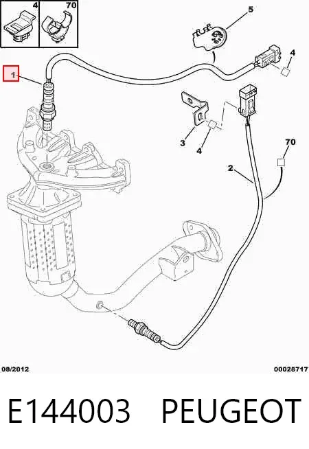 Sonda lambda de oxígeno posterior al catalizador E144003 Peugeot/Citroen