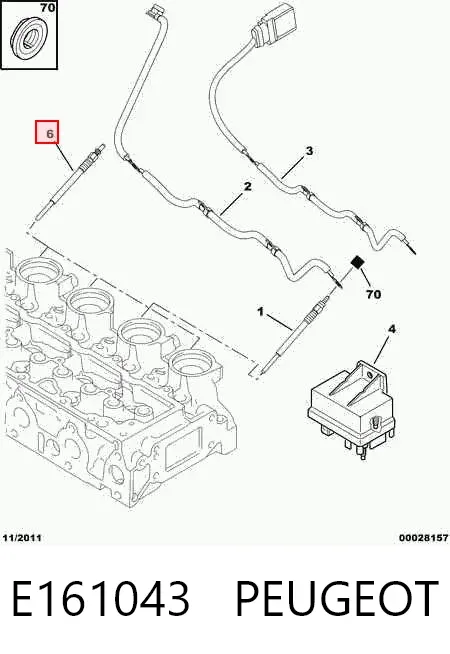 Bujía de precalentamiento E161043 Peugeot/Citroen