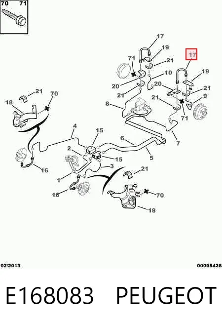 Latiguillo de freno trasero izquierdo E168083 Peugeot/Citroen