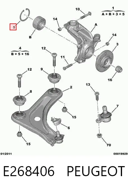 Cojinete de rueda delantero E268406 Peugeot/Citroen