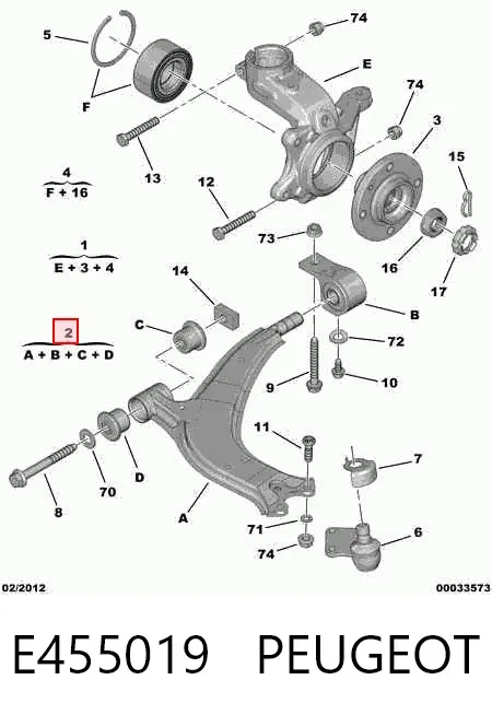Brazo inferior izquierdo de la suspensión delantera E455019 Peugeot/Citroen