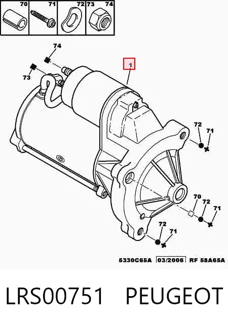 Motor de arranque LRS00751 Peugeot/Citroen
