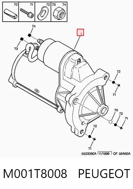 Motor de arranque M001T8008 Peugeot/Citroen