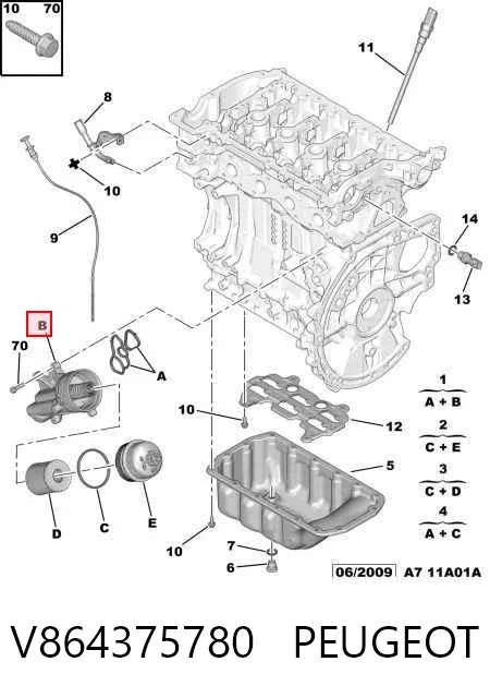 Portafiltro de aceite V864375780 Peugeot/Citroen