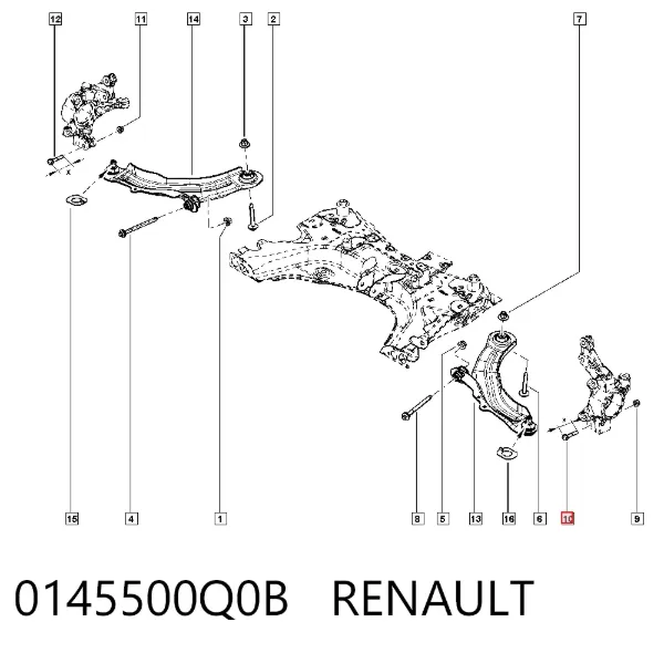 Tornillo de fijación de la rótula de suspensión delantera al muñón 0145500Q0B Renault (RVI)
