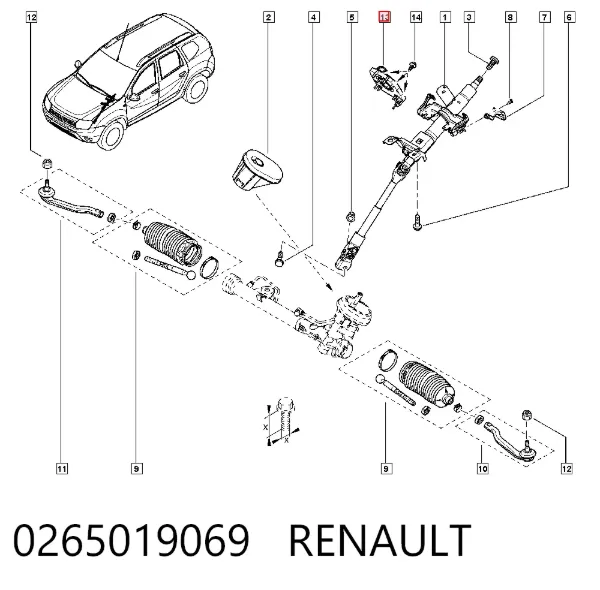 Sensor angulo de giro 0265019069 Renault (RVI)