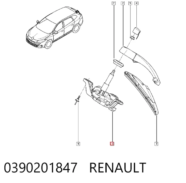 Motor limpiaparabrisas, trasera 0390201847 Renault (RVI)