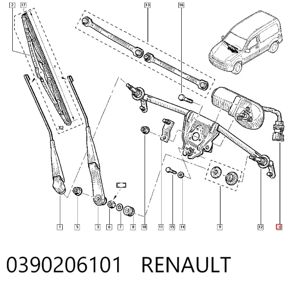 Motor limpiaparabrisas 0390206101 Renault (RVI)