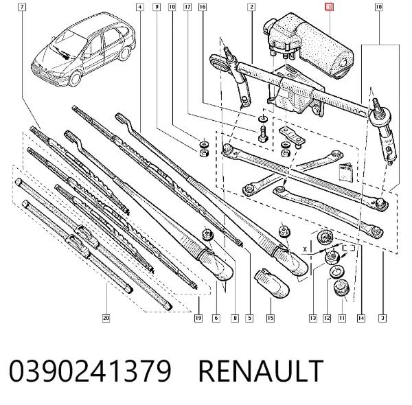 Motor limpiaparabrisas Renault Scenic I