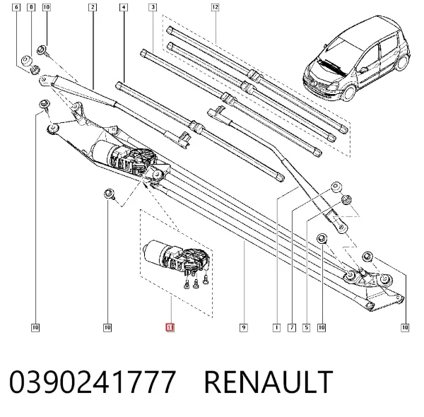 Motor limpiaparabrisas 0390241777 Renault (RVI)