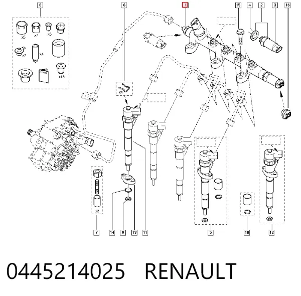 Rampa de combustible 0445214025 Renault (RVI)