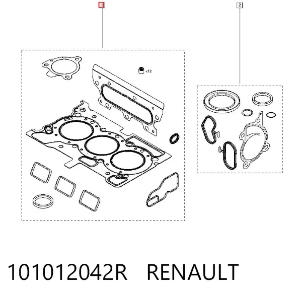 Juego de juntas superiores de motor 101012042R Renault (RVI)