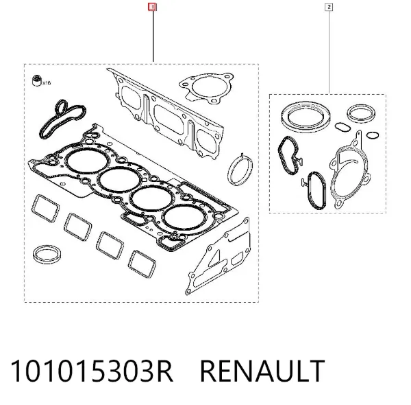 Juego de juntas superiores de motor 101015303R Renault (RVI)