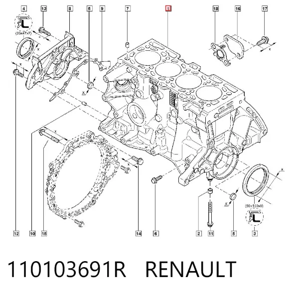 Bloque de cilindros del motor 110103691R Renault (RVI)