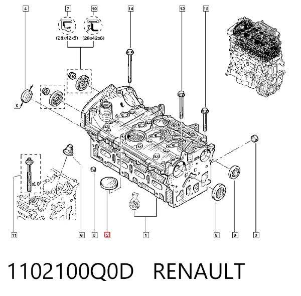 Tapa culata 1102100Q0D Renault (RVI)