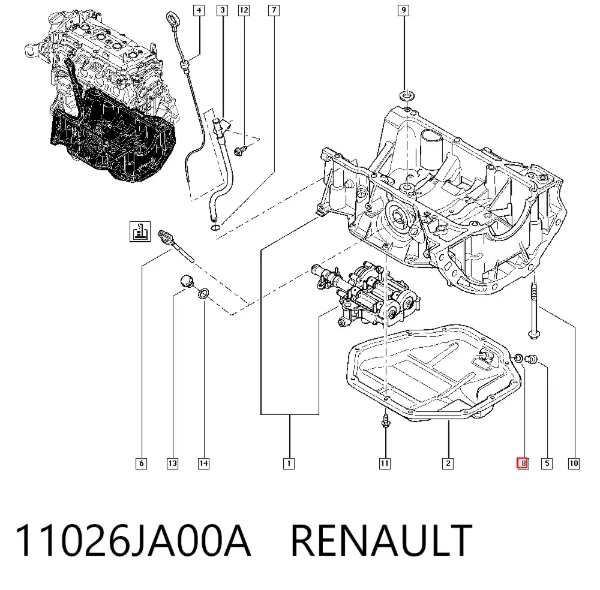 Junta del tapón del cárter de aceite 11026JA00A Renault (RVI)