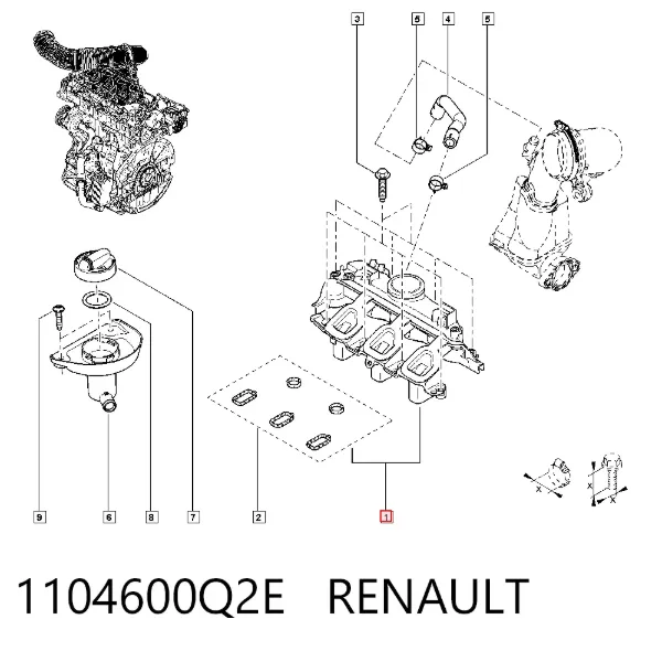 Separador de aceite del sistema de ventilación del cárter 1104600Q2E Renault (RVI)