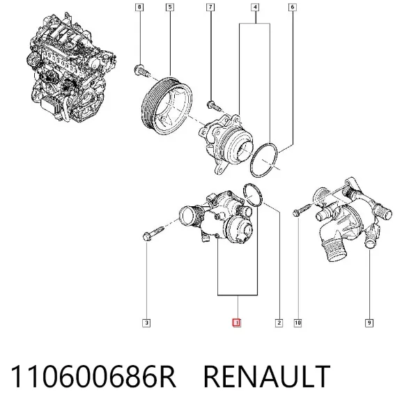 Caja de termostato 110600686R Renault (RVI)