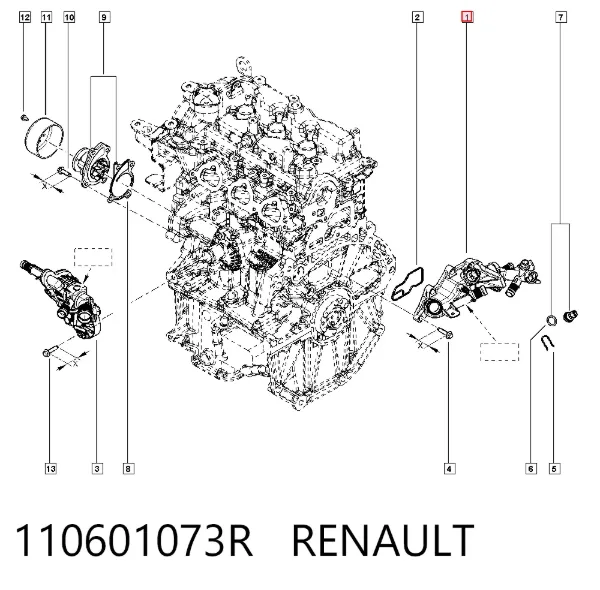 Caja de termostato 110601073R Renault (RVI)