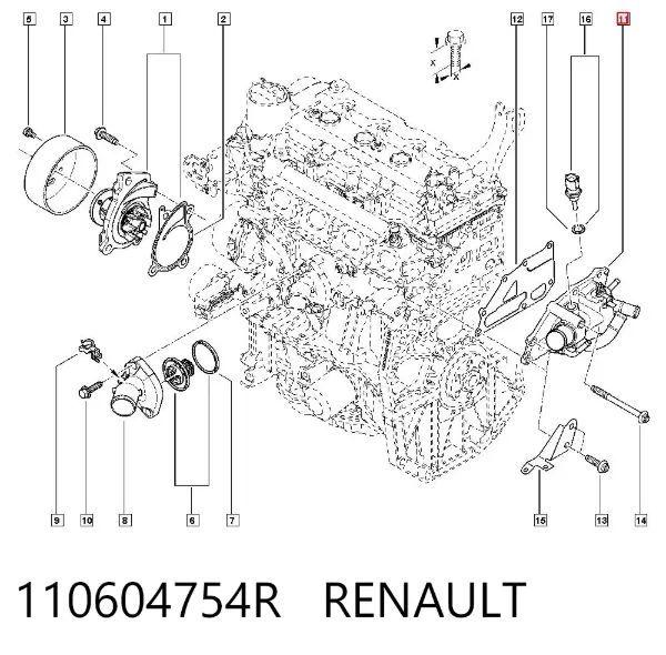 Brida del sistema de refrigeración (triple unión) 110604754R Renault (RVI)