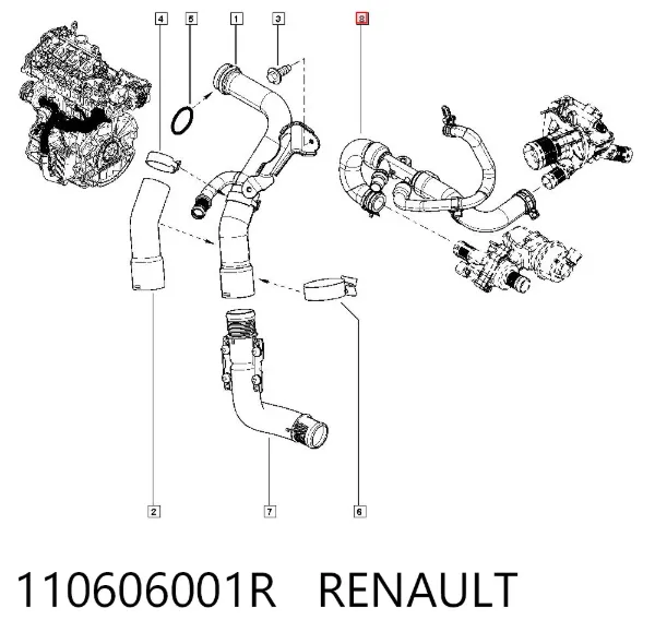 Manguera del termostato 110606001R Renault (RVI)