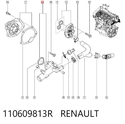 Carcasa del termostato RENAULT 110609813R