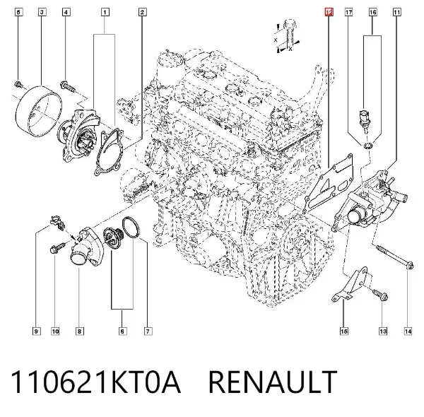 Junta de bomba de agua 110621KT0A Renault (RVI)
