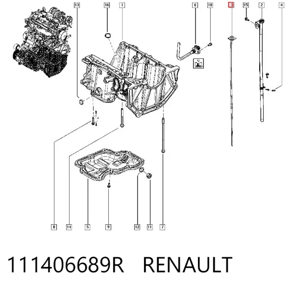 Varilla de aceite 111406689R Renault (RVI)