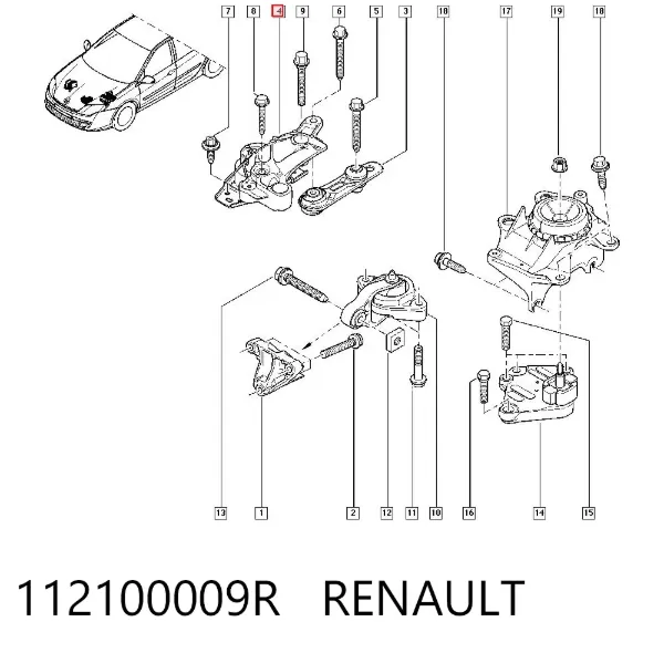 Soporte de motor derecho 112100009R Renault (RVI)