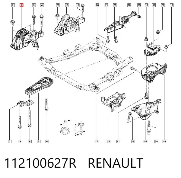 Soporte de motor derecho 112100627R Renault (RVI)