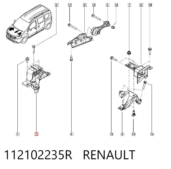 Soporte delantero derecho del motor 112102235R Renault (RVI)