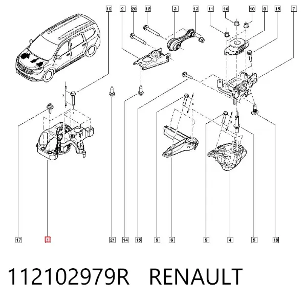 Soporte de motor derecho 112102979R Renault (RVI)
