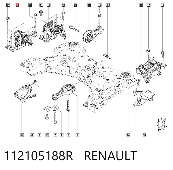 Soporte delantero derecho del motor 112105188R Renault (RVI)