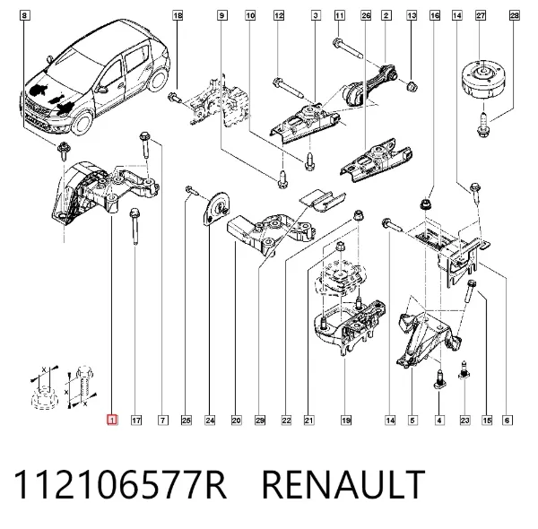 Soporte de motor derecho 112106577R Renault (RVI)